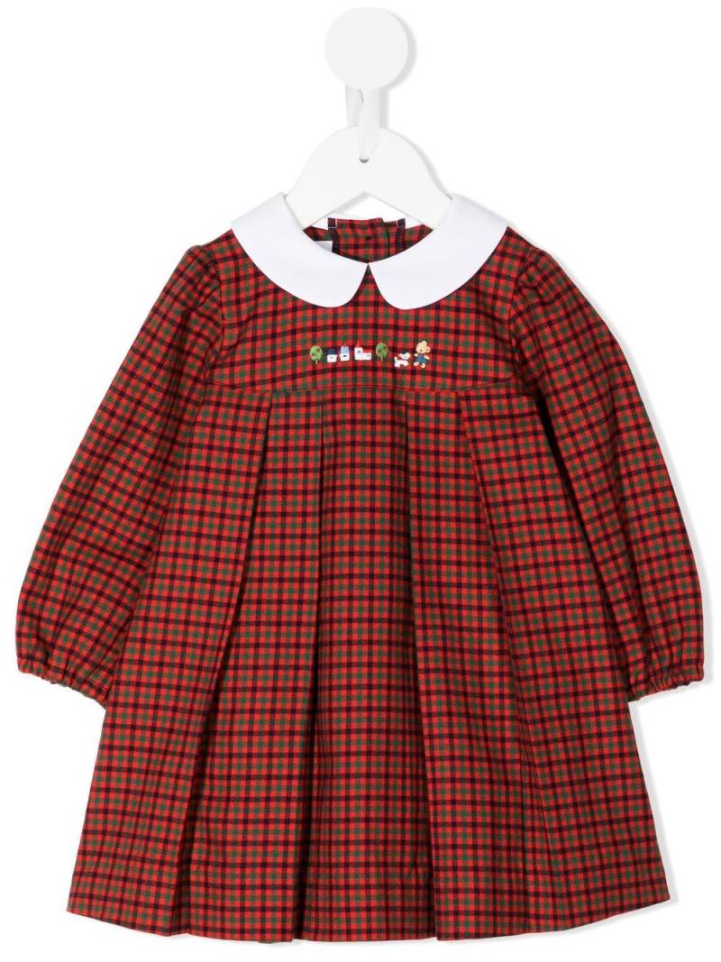 familiar check-print long-sleeve dress - Red von familiar