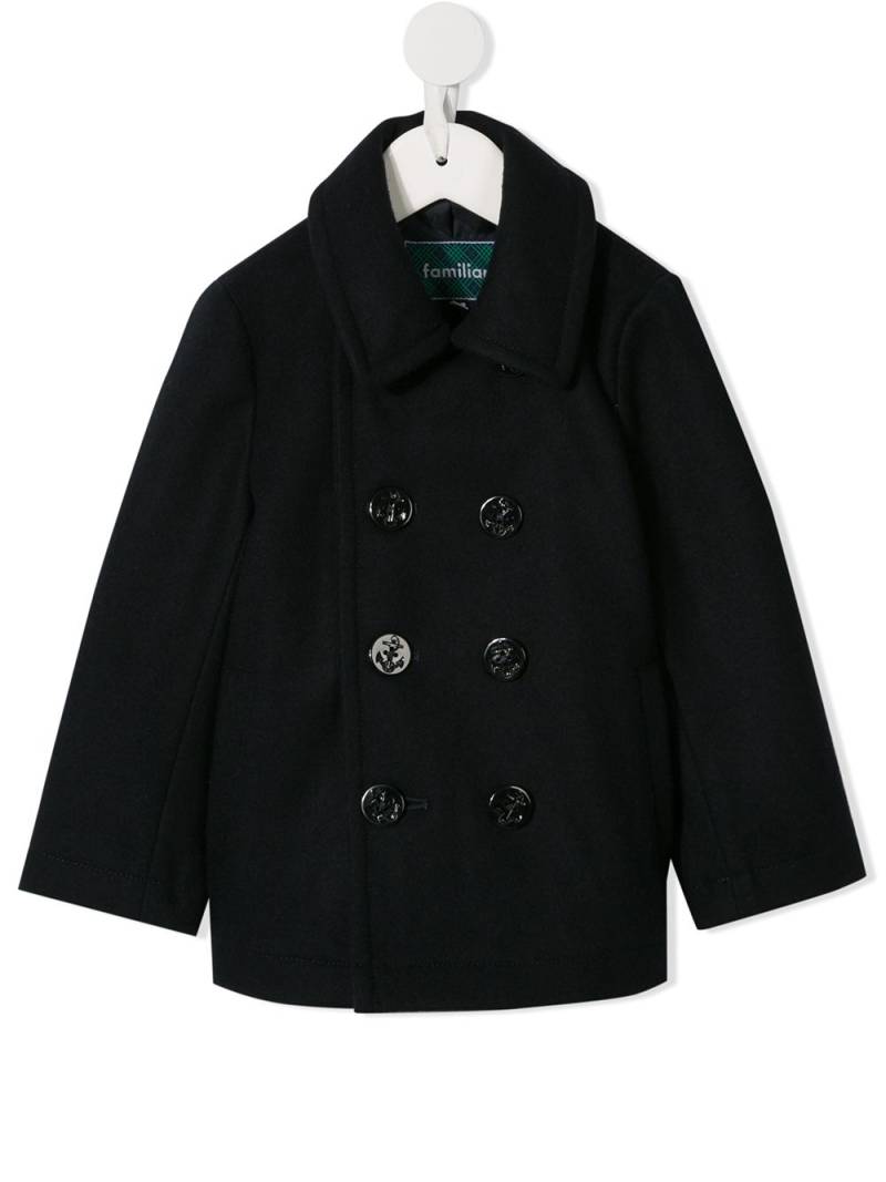 familiar classic double-breasted coat - Blue von familiar