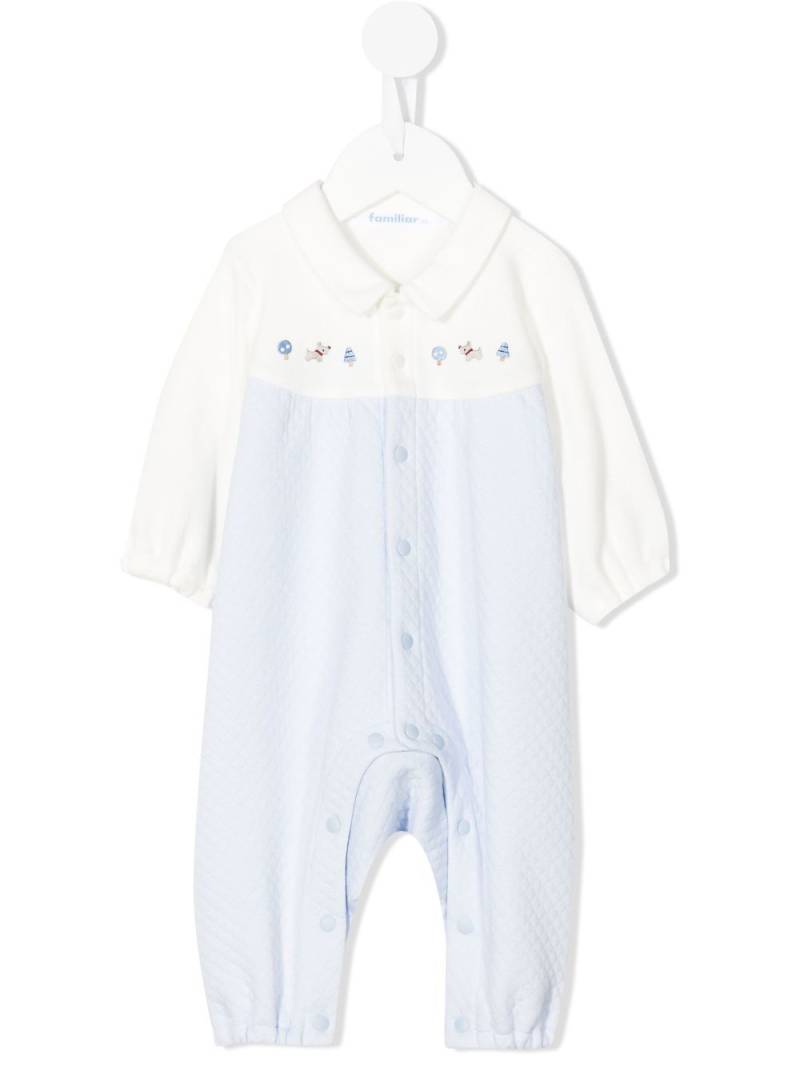 familiar cotton embroidered-design babygrow - Blue von familiar