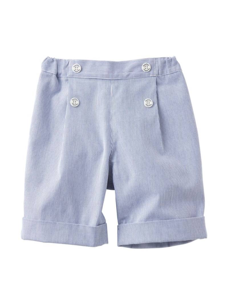 Familiar decorative-button detail striped shorts - Blue von Familiar