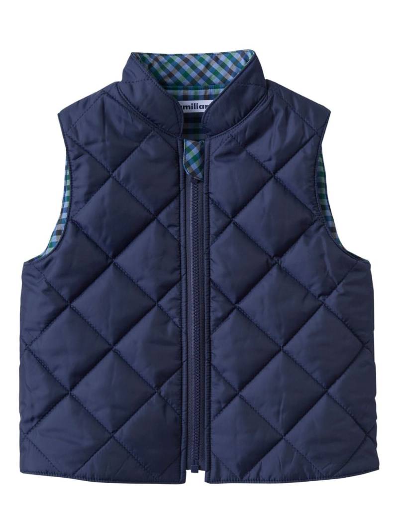 Familiar diamond-quilted zip-up gilet - Blue von Familiar