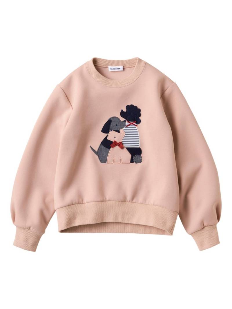 Familiar dog-appliqué jersey sweatshirt - Pink von Familiar