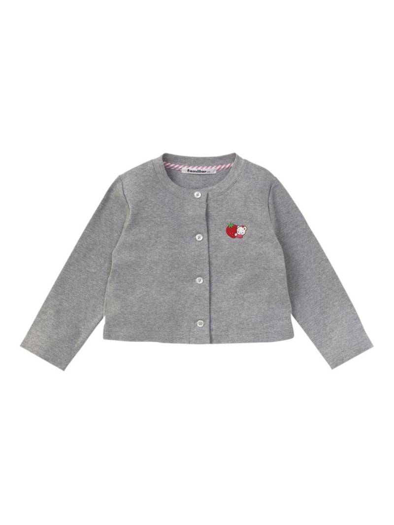 familiar embroidered motif cotton cardigan - Grey von familiar