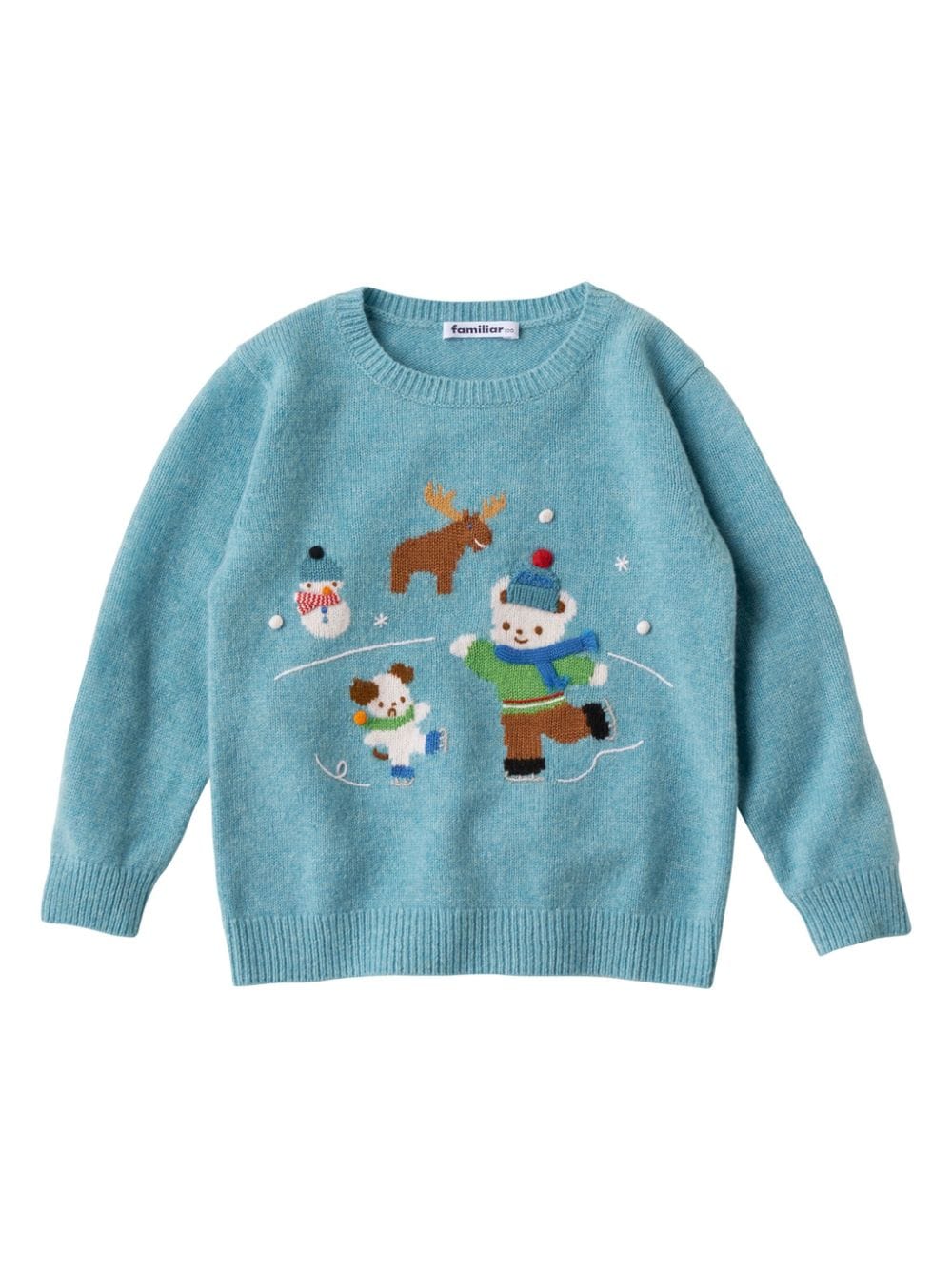 familiar embroidered-motif wool jumper - Blue von familiar