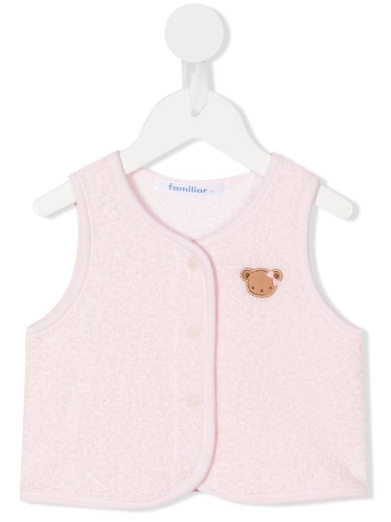 familiar embroidered-teddy detail vest - Pink von familiar