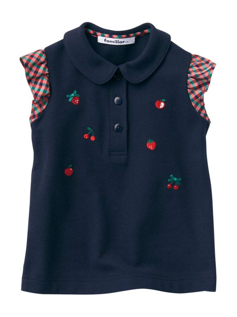 familiar fruit-embroidered polo top - Blue von familiar