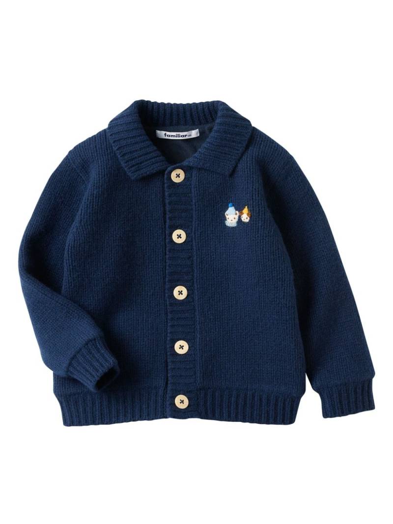 Familiar intarsia-knit wool cardigan - Blue von Familiar