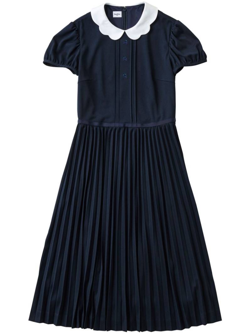 familiar pleated contrast-collar dress - Black von familiar