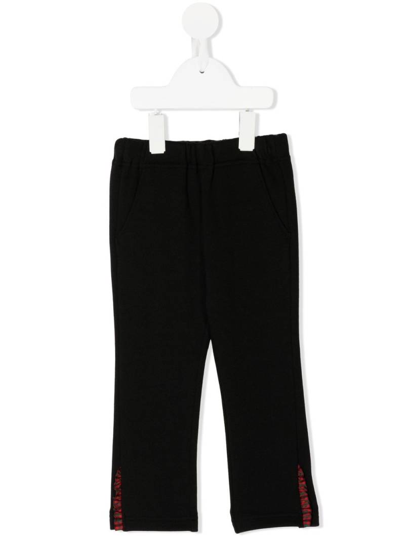 familiar ruffle-detail straight-leg trousers - Black von familiar