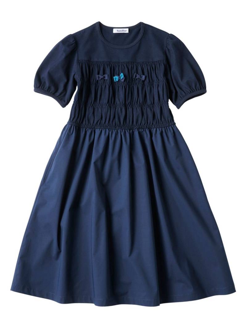 familiar smocked cotton midi dress - Blue von familiar