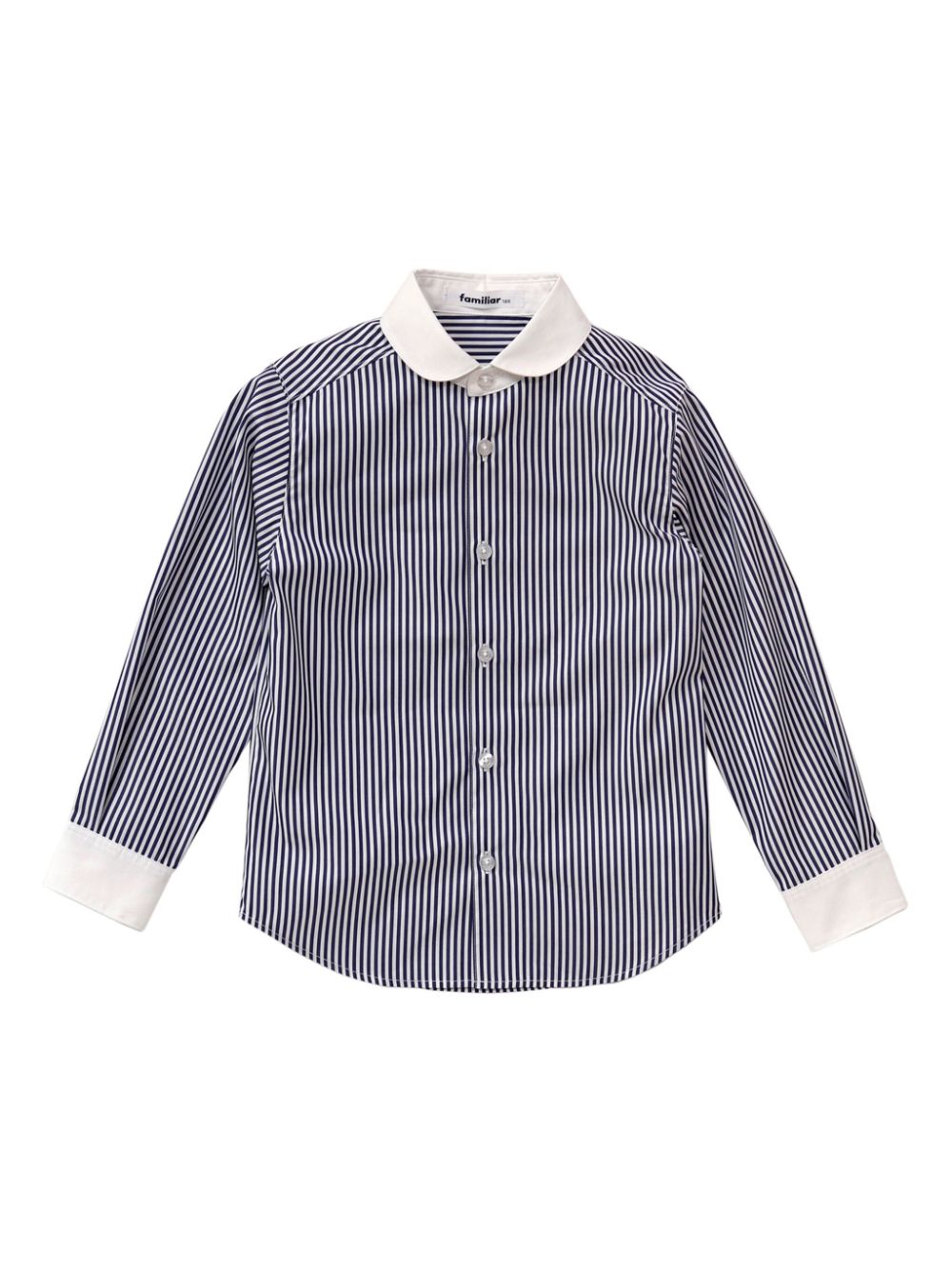 familiar stripe-pattern cotton-blend shirt - Blue von familiar