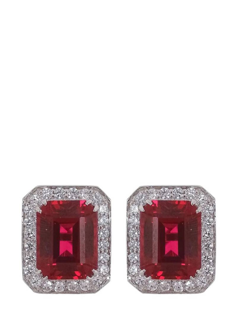 Fantasia by Deserio RED CZ EMERALD CUT EARRINGS von Fantasia by Deserio