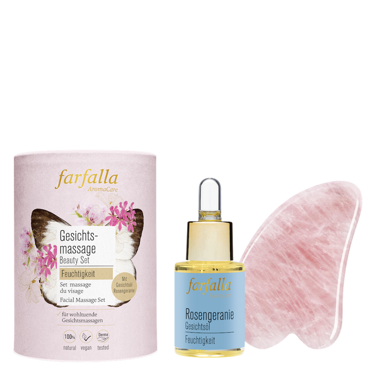 Farfalla Sets - Rosengeranie Gesichtsmassage Beauty Set von Farfalla