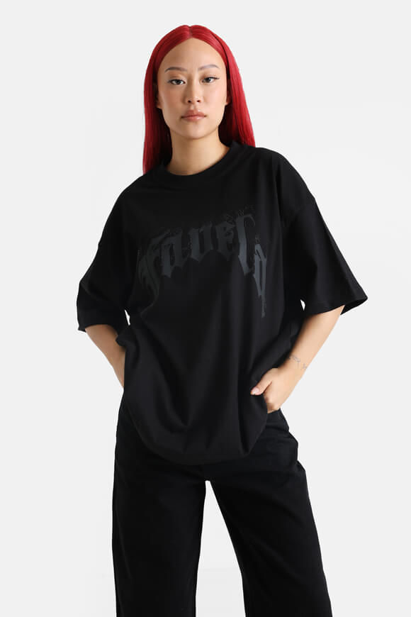 Favela Aves Rhinestone Oversize T-Shirt | Black | Damen  | XS von Favela