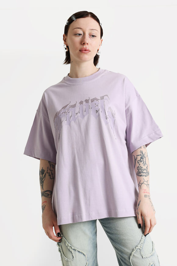 Favela Aves Rhinestone Oversize T-Shirt | Lilac | Damen  | M von Favela