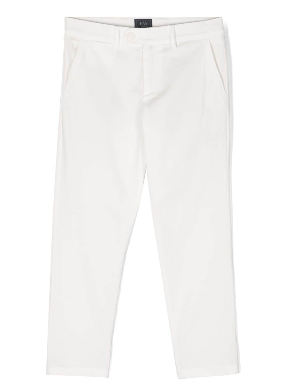 Fay Kids button-up straight-leg chinos - White von Fay Kids