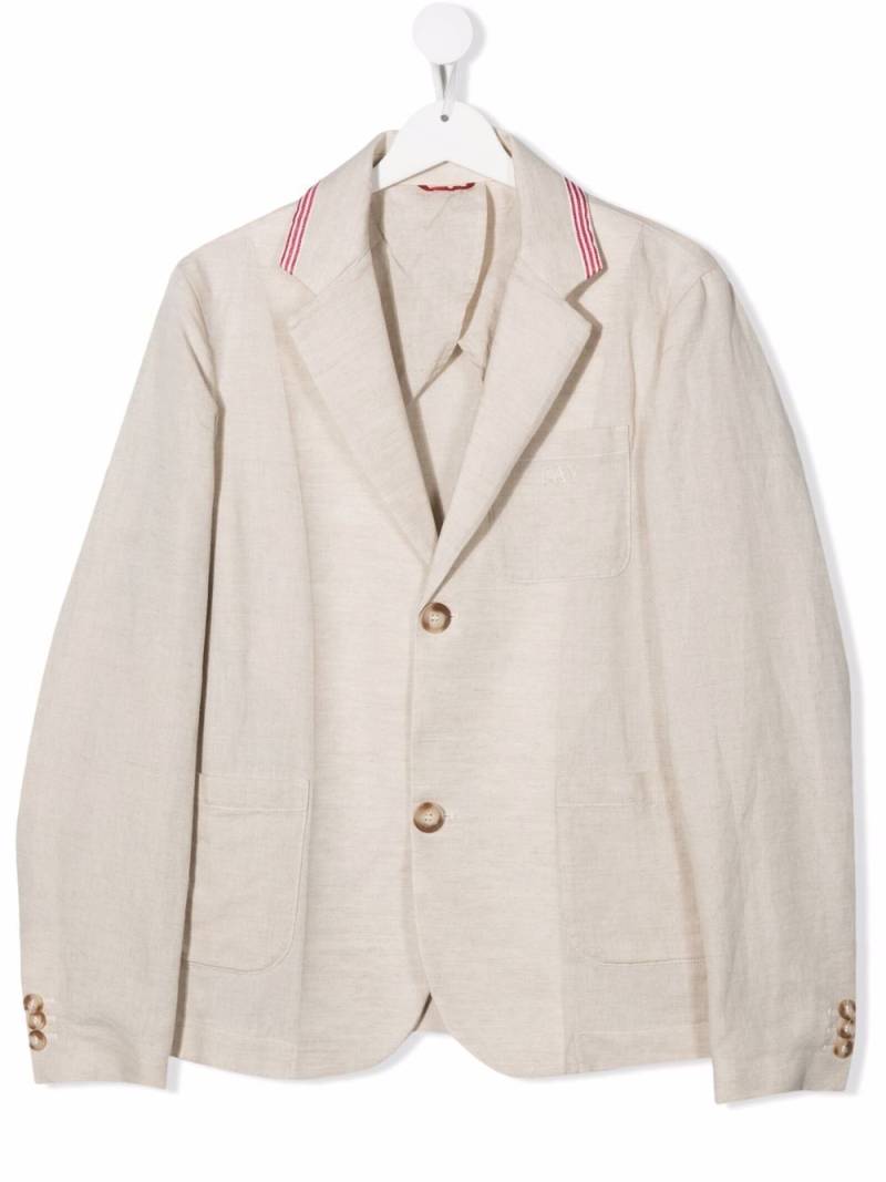 Fay Kids contrast trim linen-blend blazer - Neutrals von Fay Kids