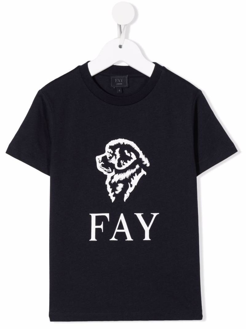 Fay Kids logo-print T-shirt - Blue von Fay Kids