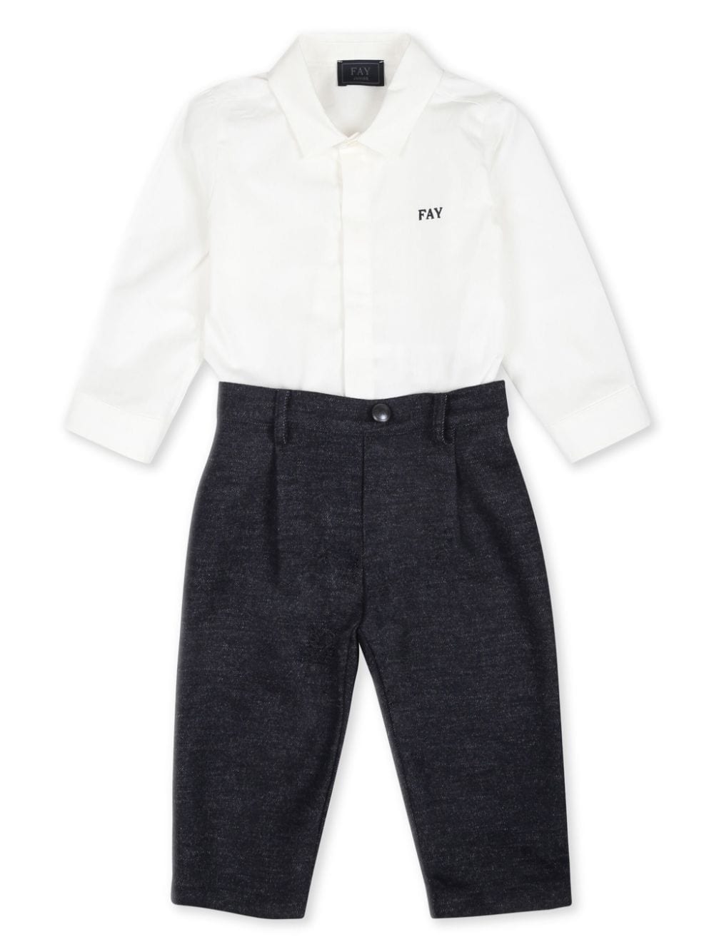 Fay Kids embroidered cotton trouser set - White von Fay Kids