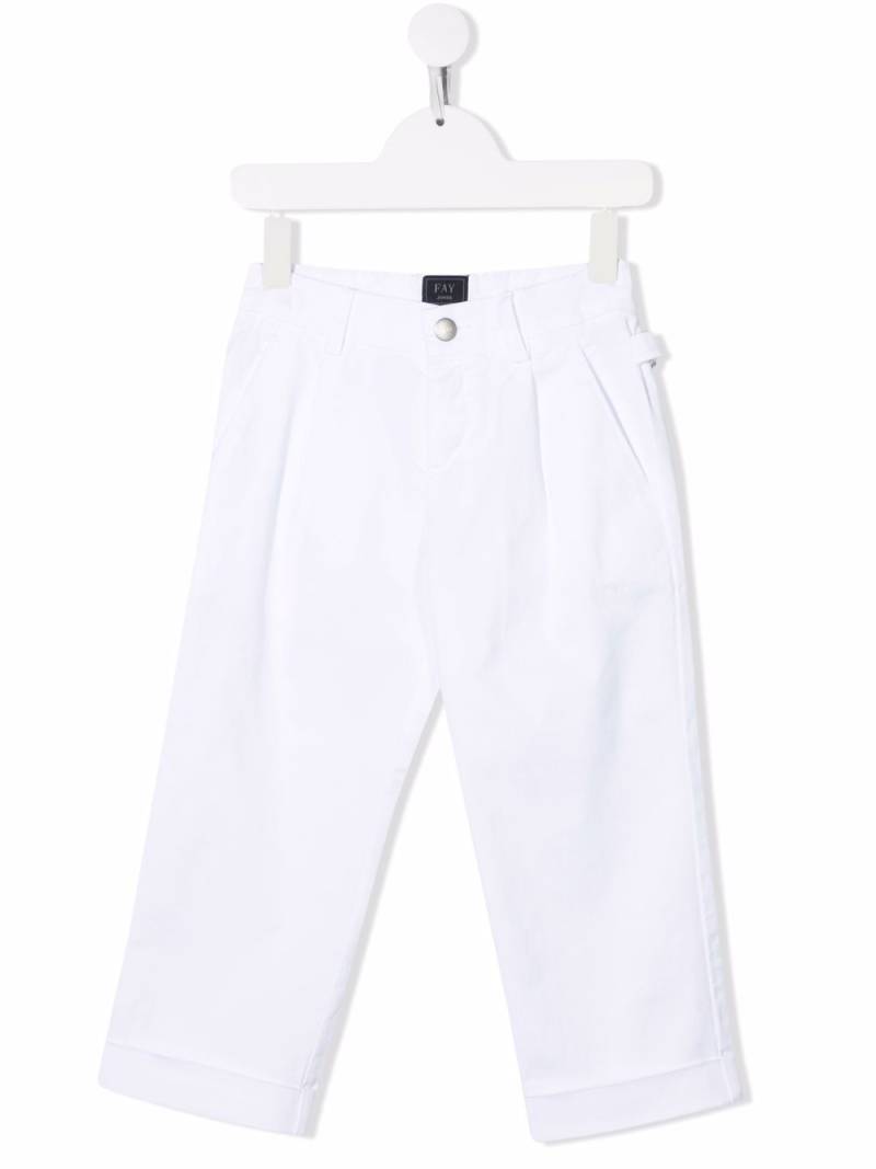 Fay Kids embroidered-logo detail trousers - White von Fay Kids