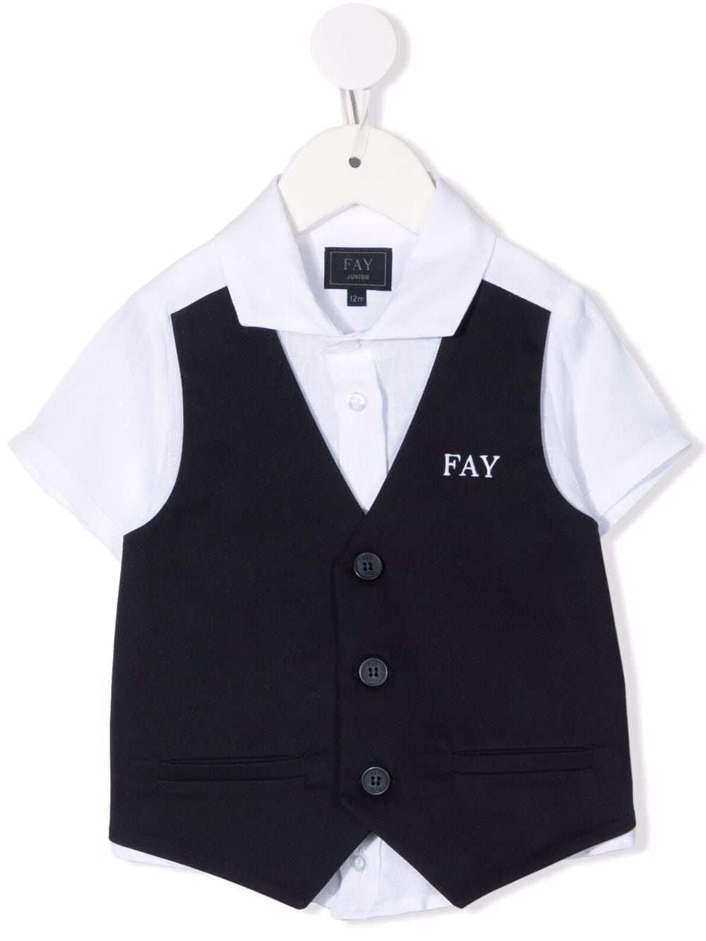 Fay Kids embroidered-logo short-sleeved shirt - White von Fay Kids