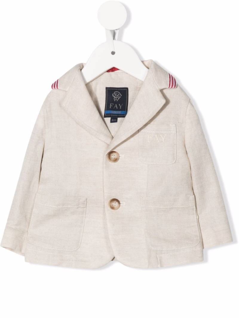 Fay Kids embroidered-logo single-breasted blazer - Neutrals von Fay Kids