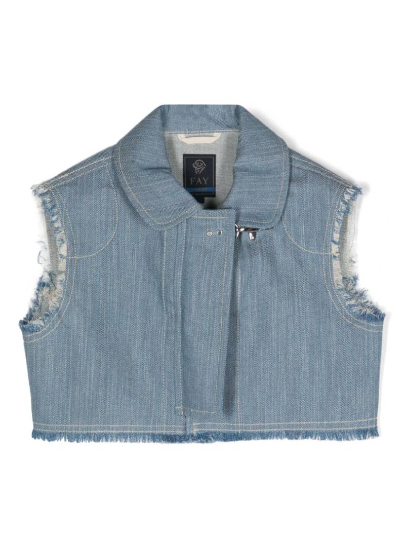 Fay Kids frayed-detail denim gilet - Blue von Fay Kids