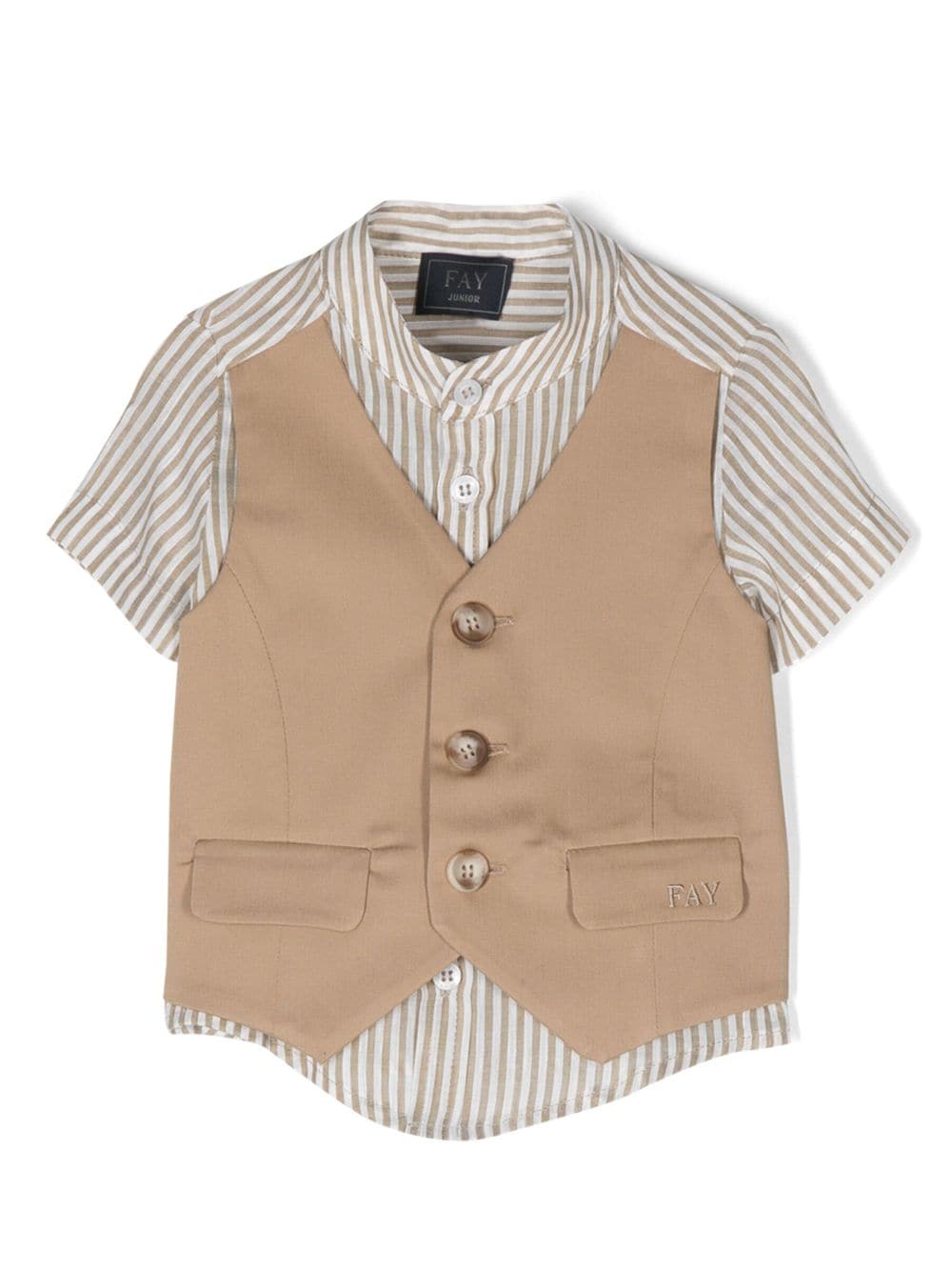 Fay Kids layered-design stripe-pattern shirt - Neutrals von Fay Kids