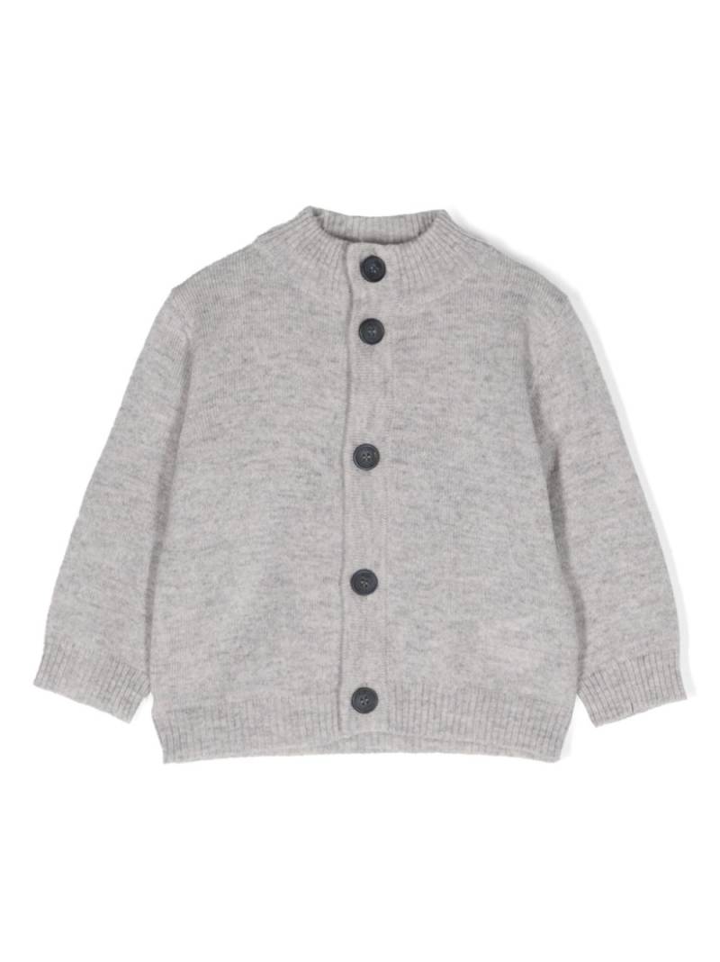 Fay Kids logo elbow-patch knitted cardigan - Grey von Fay Kids