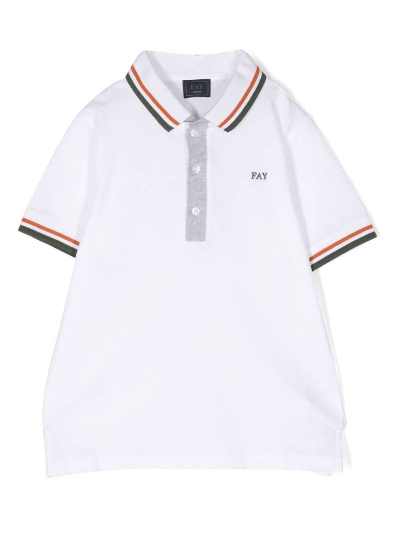 Fay Kids logo-embroidered polo shirt - White von Fay Kids