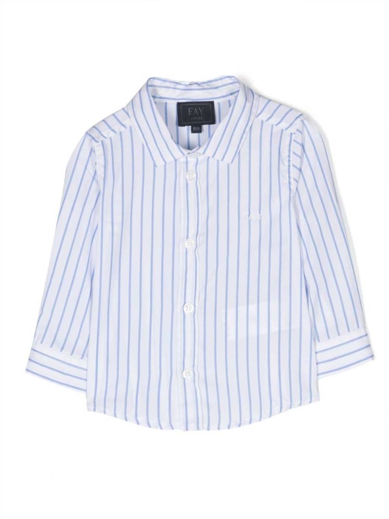 Fay Kids logo-embroidered striped shirt - White von Fay Kids