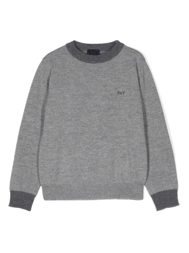 Fay Kids logo-embroidered sweater - Grey von Fay Kids