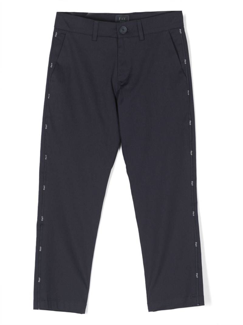 Fay Kids logo-tape straight-leg trousers - Blue von Fay Kids