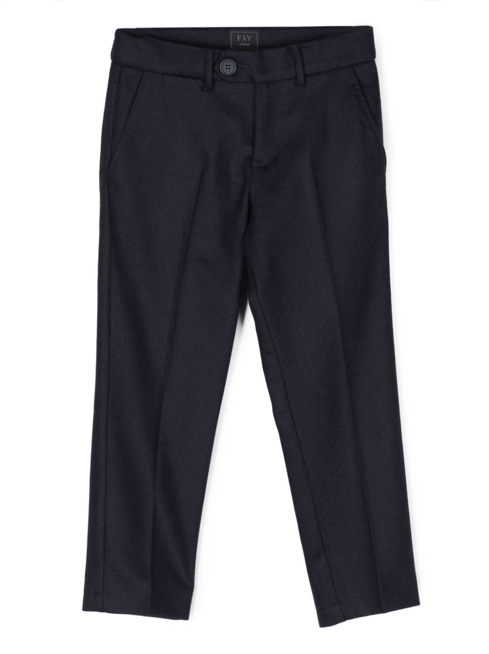 Fay Kids pressed-crease textured straight-leg trousers - Blue von Fay Kids