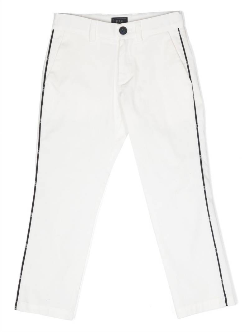 Fay Kids side-stripe cotton trousers - White von Fay Kids