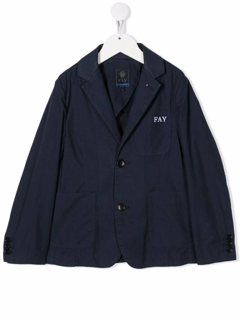 Fay Kids single-breasted cotton blazer - Blue von Fay Kids