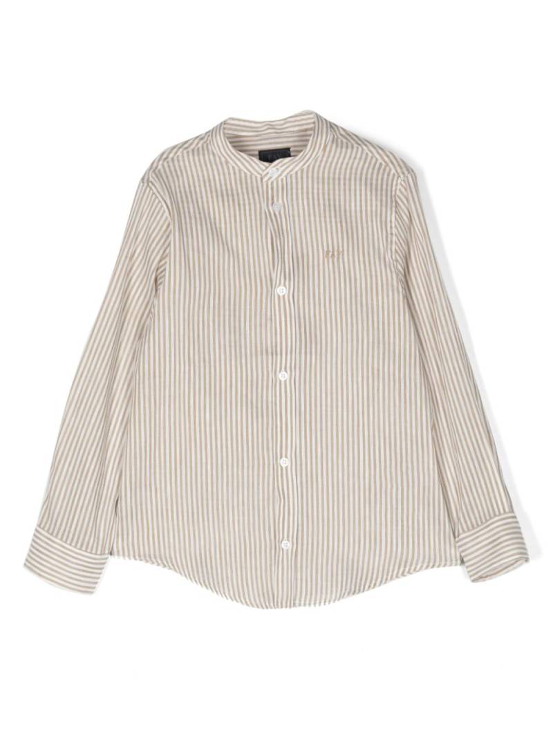 Fay Kids striped collarless shirt - Neutrals von Fay Kids