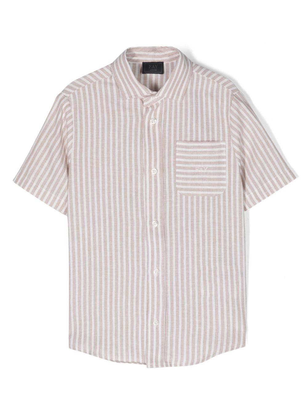 Fay Kids striped short-sleeve shirt - Neutrals von Fay Kids