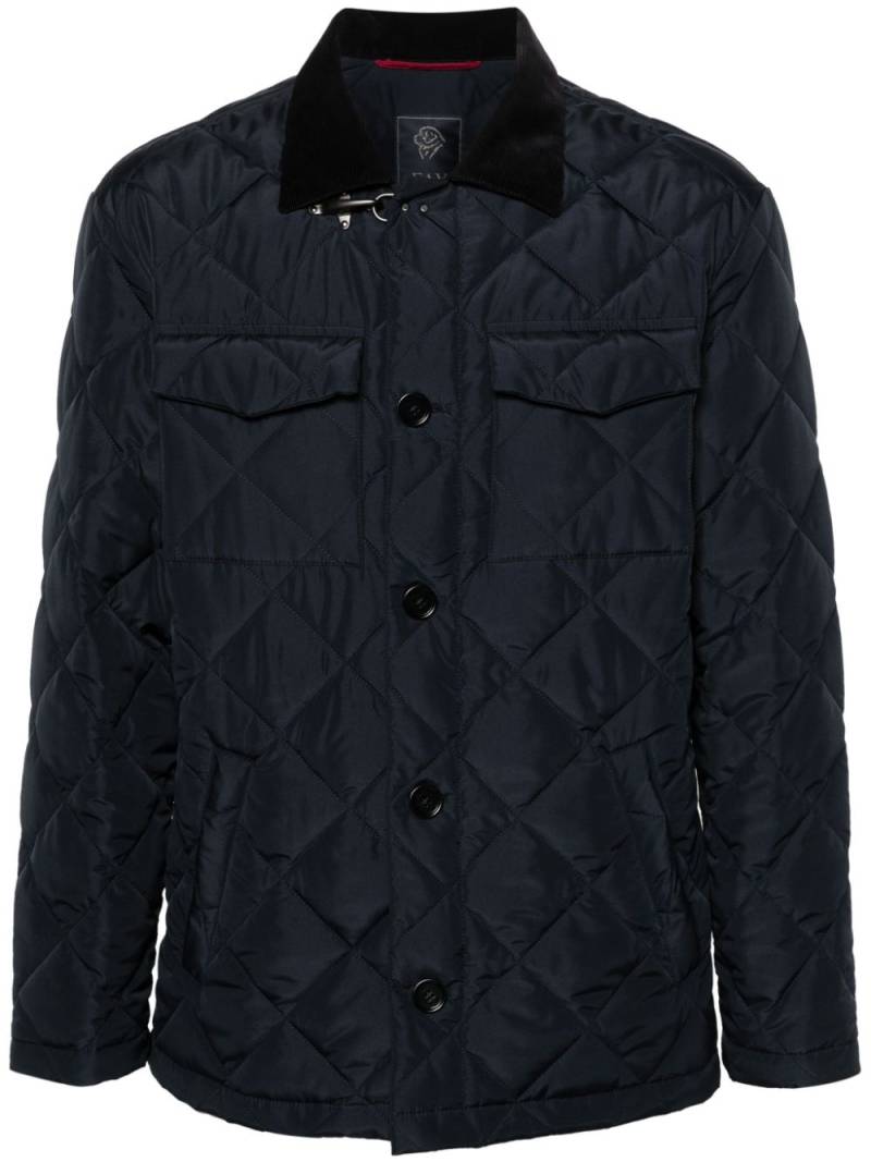 Fay corduroy-collar quilted shirt jacket - Blue von Fay