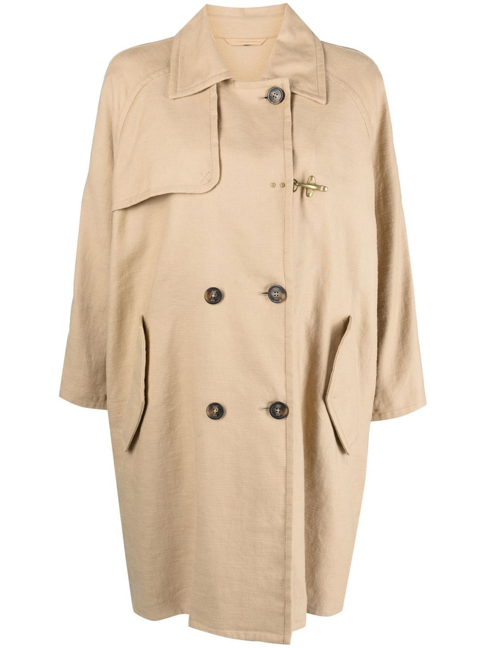 Fay double-breasted boxy coat - Neutrals von Fay