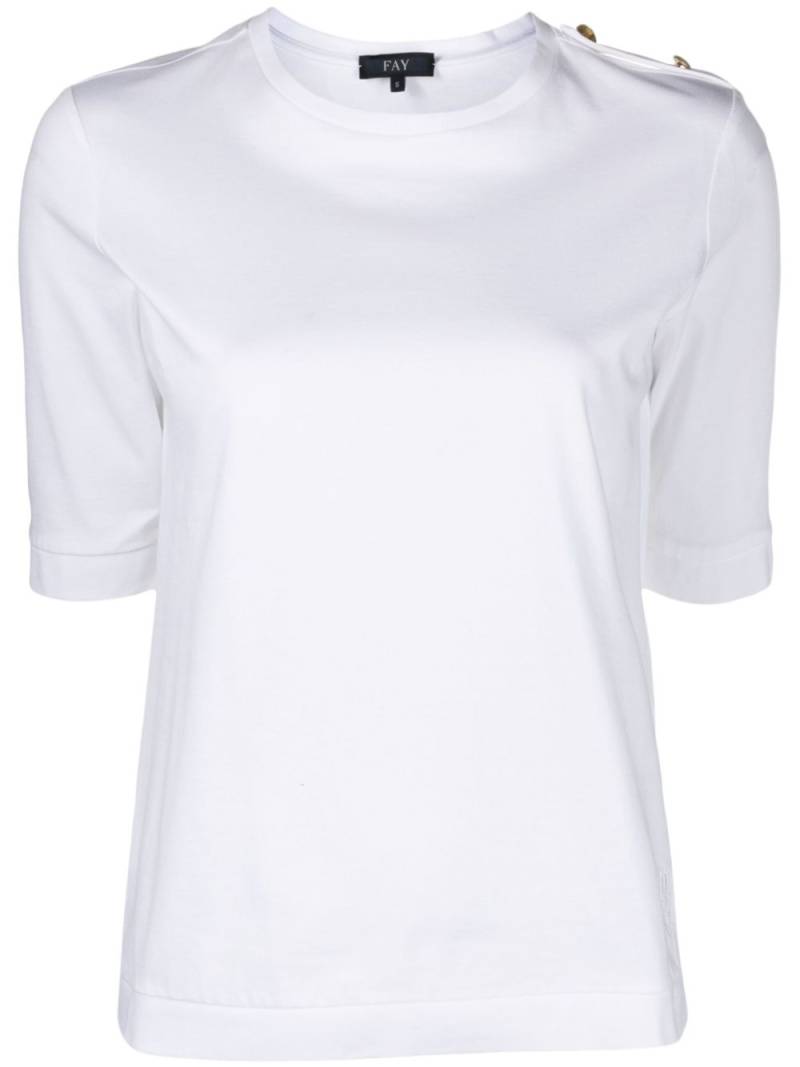 Fay epaulettes-detailed piqué T-shirt - White von Fay