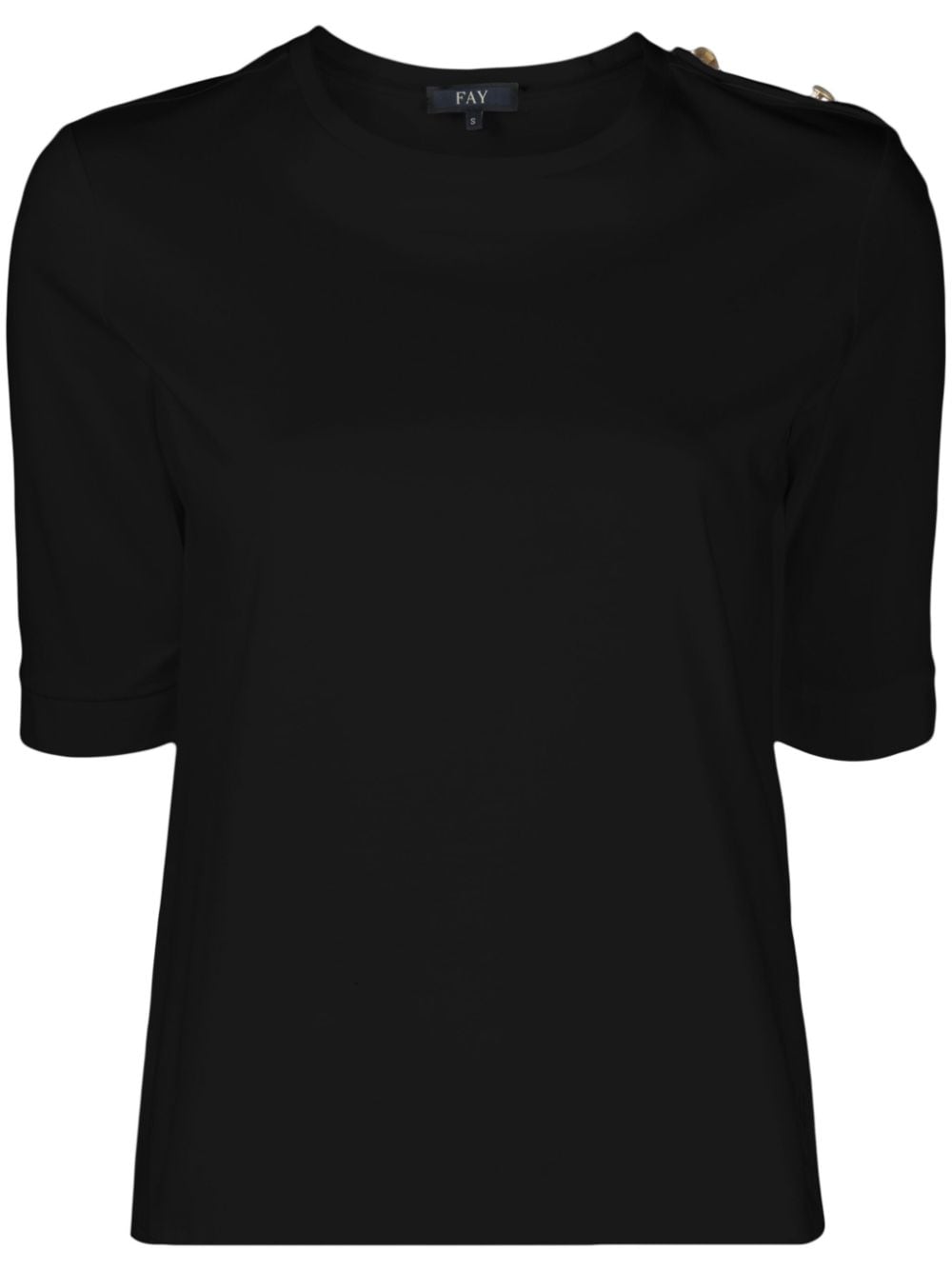 Fay epaulettes-detailed piqué-weave T-shirt - Black von Fay