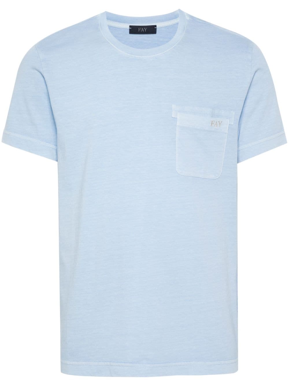 Fay logo-embroidered cotton T-shirt - Blue von Fay