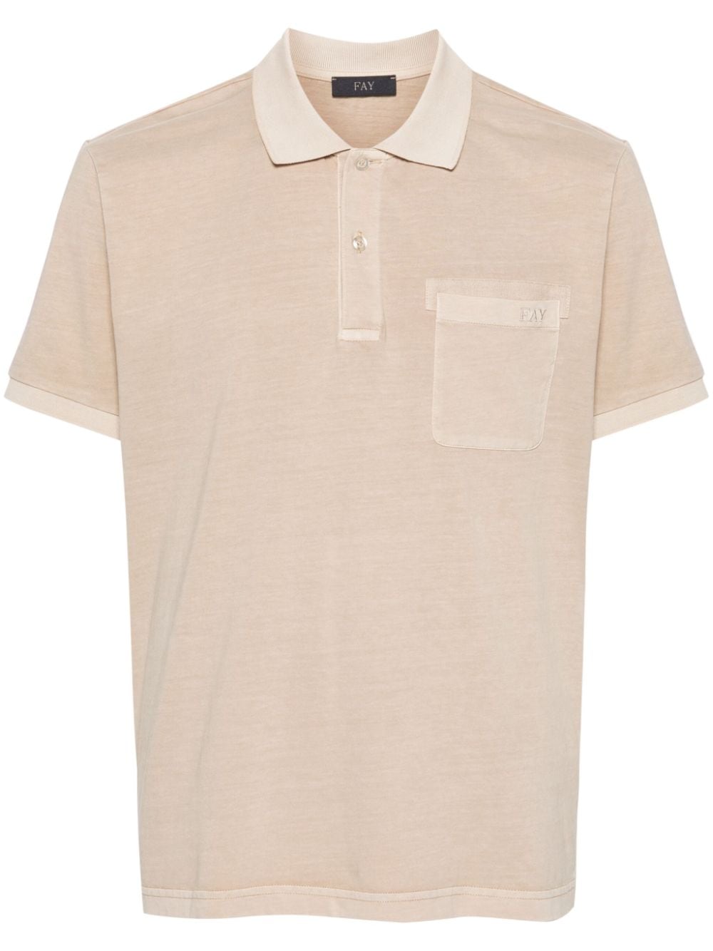 Fay logo-embroidered cotton polo shirt - Neutrals von Fay