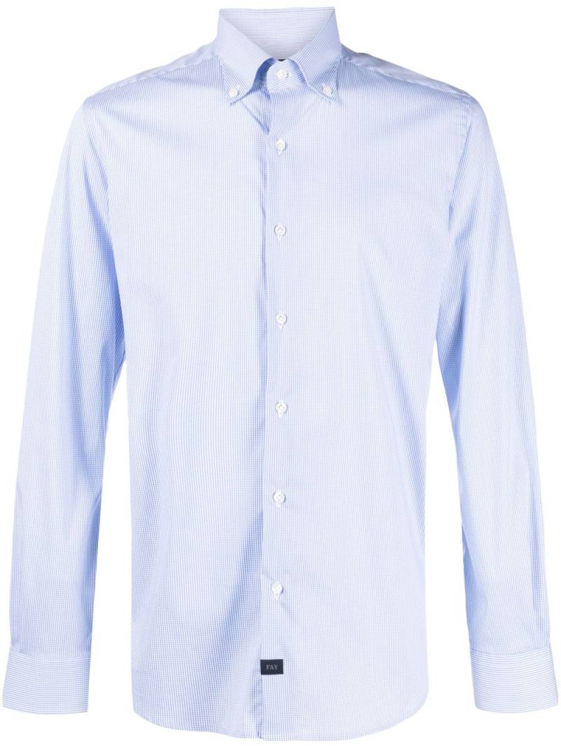 Fay logo-patch check-pattern shirt - Blue von Fay