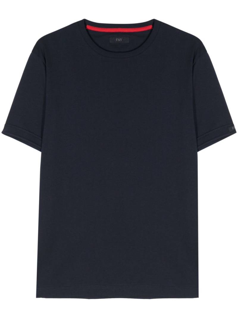 Fay logo-patch cotton T-shirt - Blue von Fay