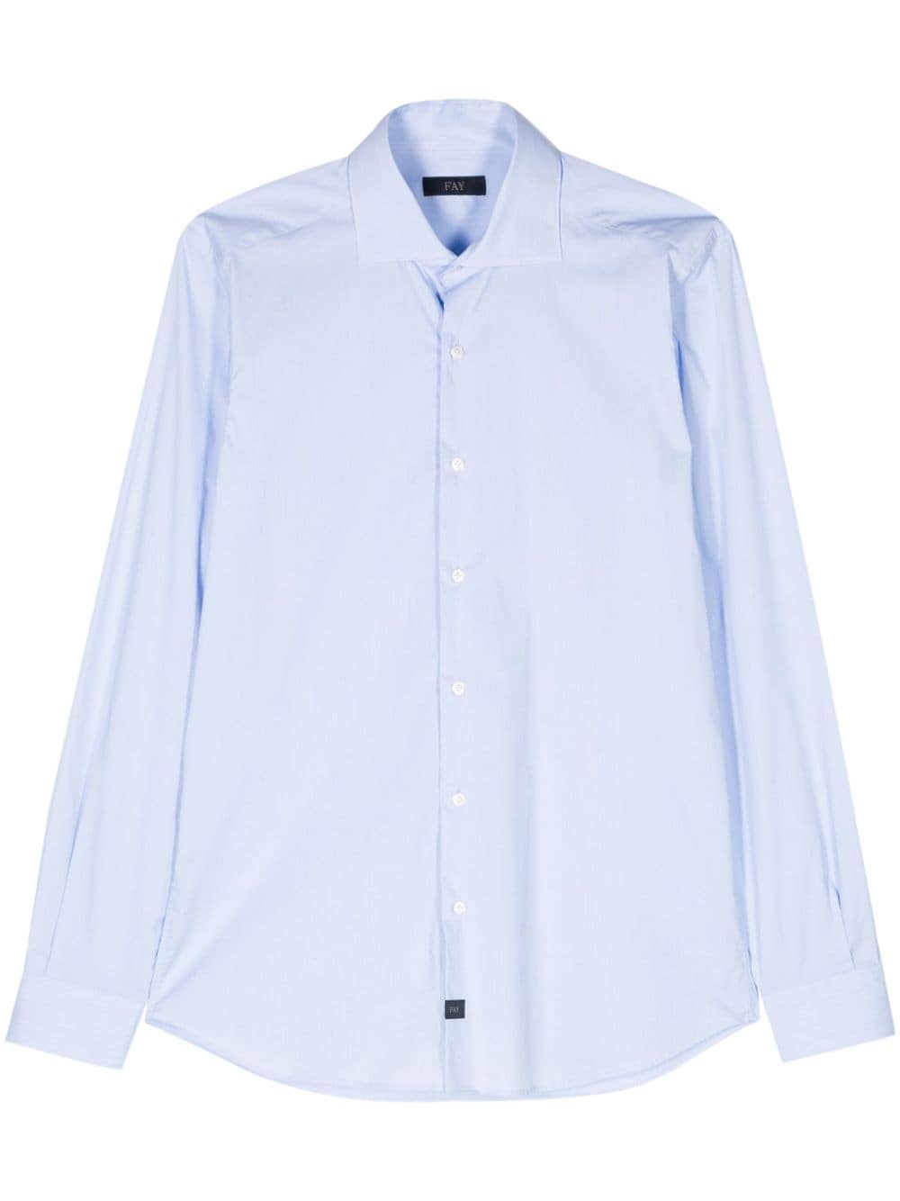 Fay logo-patch cotton shirt - Blue von Fay