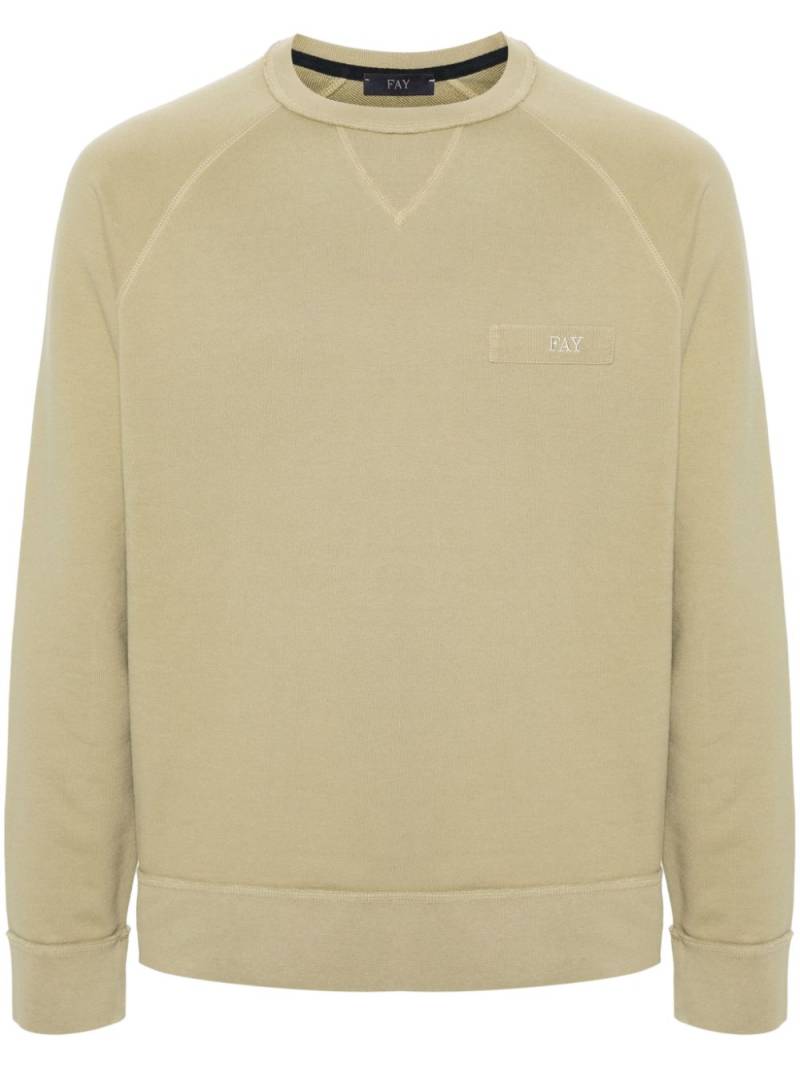 Fay logo-patch cotton sweatshirt - Green von Fay