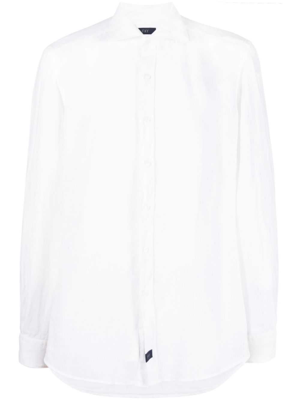 Fay logo-patch detail linen shirt - White von Fay