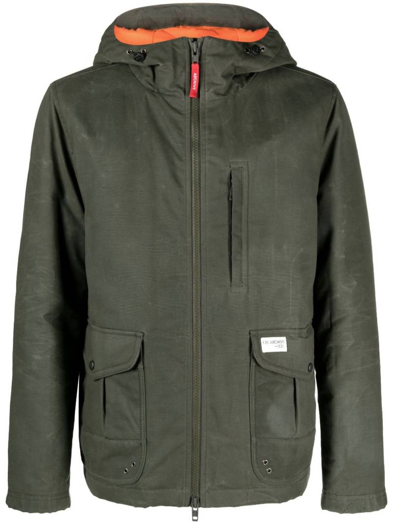 Fay logo-patch hooded jacket - Green von Fay